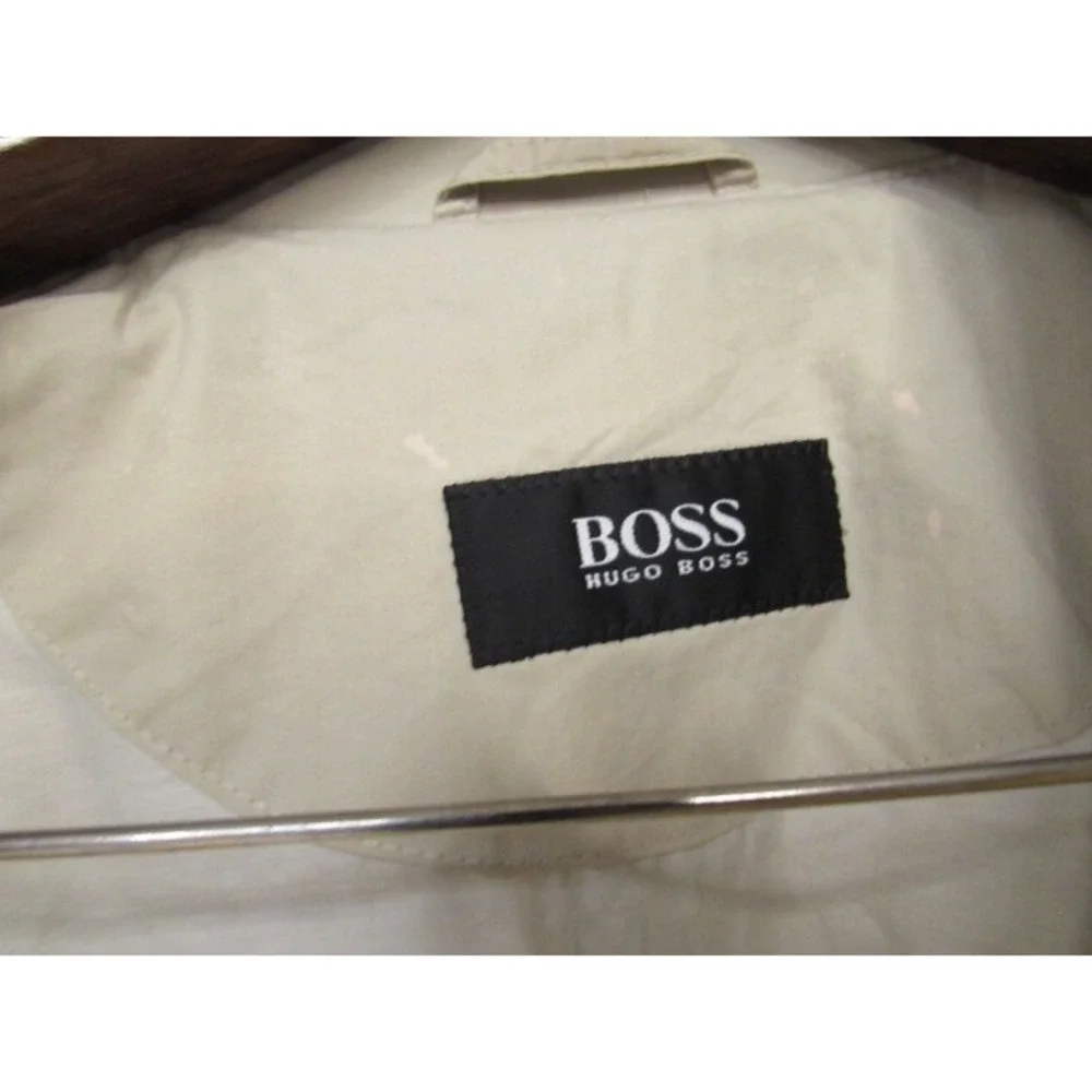 Hugo Boss Men's Beige 100% Cotton Solid Single Brest Trench Coat 44R